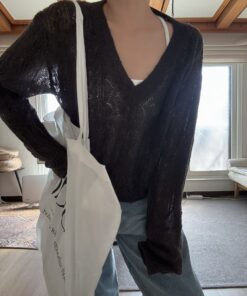 LI牌V領勾花針織毛衣