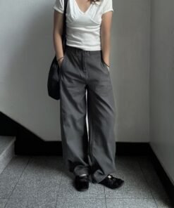 DB牌122啪鈕腳斜布褲