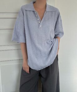 POLO領勾花薄針織上衣