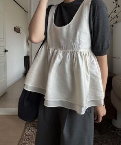 MO牌U領娃娃亮紗背心